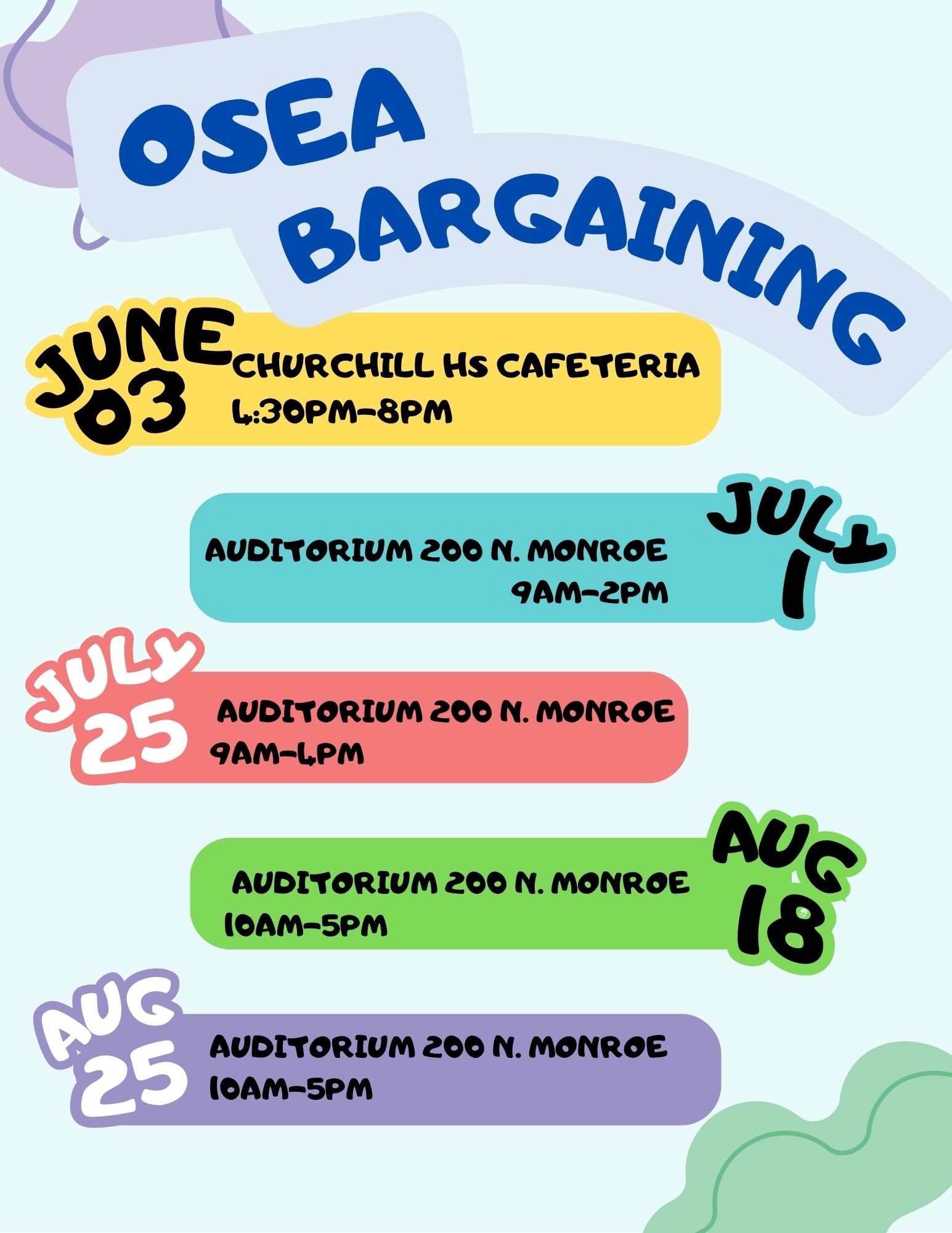 OSEA Bargaining Schedule Flyer